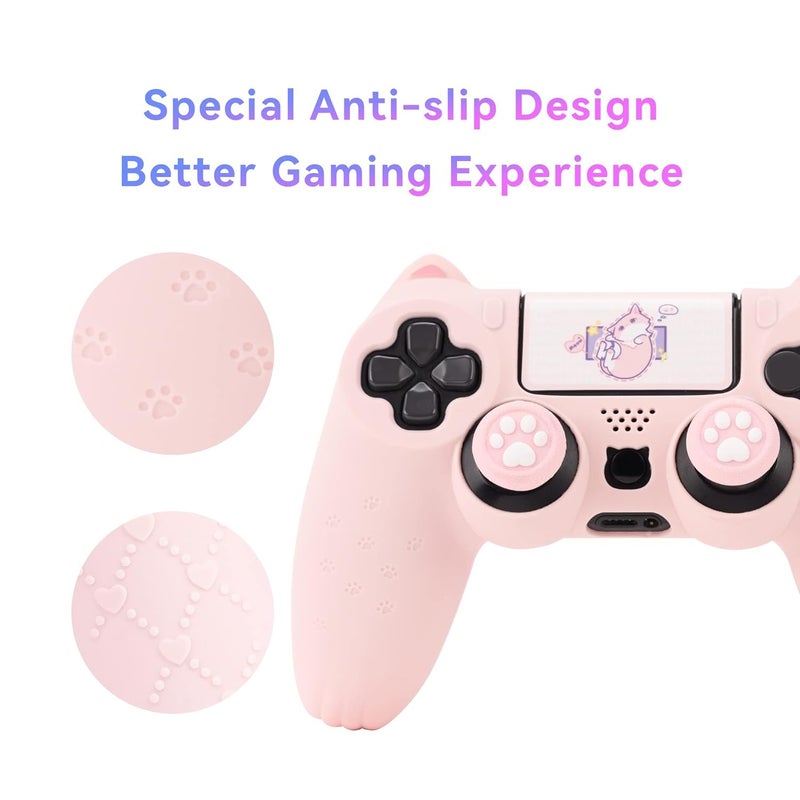 GEEKSHARE Cat Paw DualSense Controller Skin Anti-Slip Silicone Skin Protective Cover Case for DualSense Wireless Controller -- Pink - Image 3